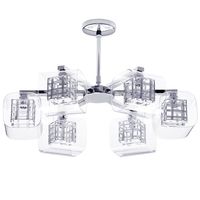 Visconte Lille 6 Light Lattice Cube Flush Ceiling Light with Glass Shades - Chrome
