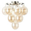 Visconte Maiori Small Flush Ceiling Light with Champagne Shades - Nickel