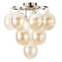 Visconte Maiori Small Flush Ceiling Light with Champagne Shades - Nickel