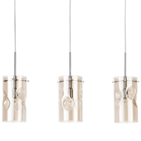 Visconte Monet 3 Light Champagne Tinted Glass Ceiling Pendant - Chrome
