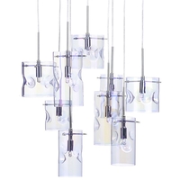 Visconte Monet 9 Light Petroleum Tinted Glass Ceiling Pendant