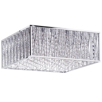 Visconte Oblast 4 Light Frame Flush Ceiling Light with Crystal Droplets - Chrome