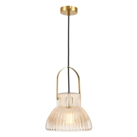 Visconte Sala 1 Light Champagne Glass Ceiling Pendant - Brass