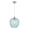 Visconte Sarno 1 Light Ceiling Pendant with Blue Glass Shade - Nickel