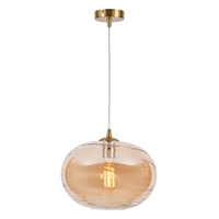 Visconte Sarno 1 Light Ceiling Pendant with Champagne Oval Glass Shade - Brass