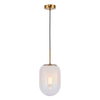 Visconte Scala 1 Light Ceiling Pendant with White Glass Shade - Brass