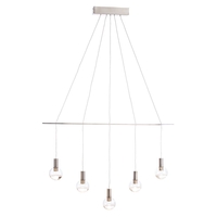 Visconte Splendere 5 Light Adjustable Ceiling Pendant Bar - Nickel & Glitter Glass
