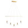 Visconte Splendere 5 Light Bar Adjustable Ceiling Pendant - Brass & Clear Glitter Glass