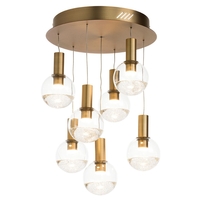 Visconte Splendere 7 Light Flush Ceiling Light - Brass & Clear Glitter Glass
