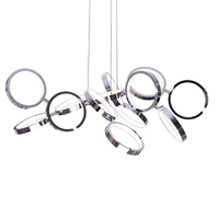 Visconte Zenith 13 Light Ceiling Pendant with Ring Shades - Chrome