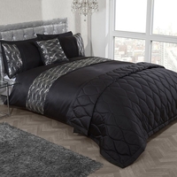 Waves Single Duvet Set - Black
