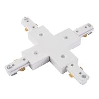 X Shaped Connector for Single Circuit Mains Track - White