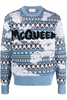 ALEXANDER MCQUEEN DISTRESSED WOOL SWEATER Size: L,  colour: BLUE