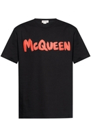 ALEXANDER MCQUEEN GRAFFITI COTTON T SHIRT Size: XL,  colour: BLACK