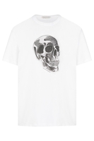 ALEXANDER MCQUEEN METALLIC SKULL PRINT T SHIRT Size: L,  colour: WHITE