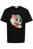 ALEXANDER MCQUEEN MIX FLORAL SKULL T SHIRT Size: L,  colour: BLACK