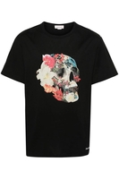 ALEXANDER MCQUEEN MIX FLORAL SKULL T SHIRT Size: M,  colour: BLACK