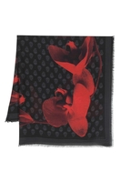 ALEXANDER MCQUEEN ORCHID PRINT SCARF Size: One,  colour: BLACK