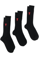 AMI PARIS 3 PACK ADC SOCKS Size: 39-42,  colour: BLACK