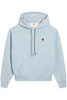 AMI PARIS AMI DE COEUR COTTON HOODED TOP Size: L,  colour: SKY
