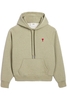 AMI PARIS AMI DE COEUR COTTON HOODED TOP Size: M,  colour: SAGE