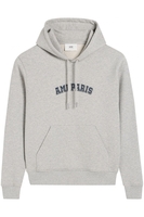 AMI PARIS BRANDED COTTON PULLOVER HOODED TOP Size: L,  colour: GREY