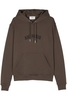 AMI PARIS BRANDED COTTON PULLOVER HOODED TOP Size: XL,  colour: BROWN