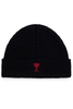AMI PARIS RED ADC BEANIE Size: One,  colour: BLACK