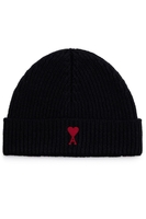 AMI PARIS RED ADC BEANIE Size: One,  colour: BLACK