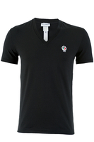 D&G Dolce and Gabbana Shield Logo V Neck T-Shirt Black