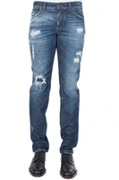 Dolce & Gabbana Plaque Logo Distressed Denim Jeans