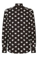 DOLCE & GABBANA ALLOVER DG COTTON SHIRT Size: 39,  colour: BLACK