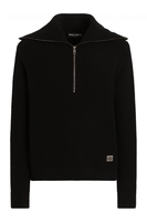 DOLCE & GABBANA CHUNCKY KNIT PLAQUE ZIP SWEATER Size: 48,  colour: