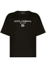 DOLCE & GABBANA OVER FIT BRANDED COTTON TEE Size: 46,  colour: BLAC