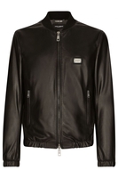DOLCE & GABBANA PLAQUE LEATHER JACKET Size: 52,  colour: BLACK