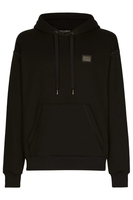 DOLCE & GABBANA PLAQUE PULLOVER HOODED TOP Size: 46,  colour: BLACK