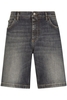 DOLCE & GABBANA PLAQUE WASHED DENIM SHORTS Size: 46,  colour: BLUE