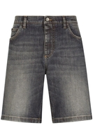 DOLCE & GABBANA PLAQUE WASHED DENIM SHORTS Size: 46,  colour: BLUE