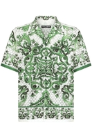 DOLCE & GABBANA PRINTED SILK SHIRT Size: 39,  colour: GREEN