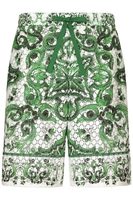 DOLCE & GABBANA PRINTED SILK SHORTS Size: 50,  colour: GREEN