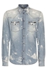 DOLCE & GABBANA VINTAGED DENIM WESTERN SHIRT Size: 39,  colour: BLU