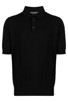 DOLCE & GABBANA WOVEN LOGO KNITTED POLO Size: 48,  colour: BLACK