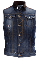 Dsquared Contrast Denim Gilet Jacket