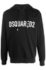 DSQUARED2 COOL FIT BRANDED HOODIE Size: XXL,  colour: BLACK