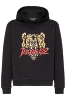 DSQUARED2 COOL FIT TIGER HOODED TOP Size: L,  colour: BLACK