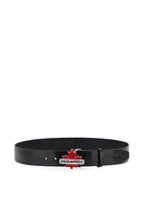 DSQUARED2 MAPLE LEAF LEATHER BELT Size: 10,  colour: BLACK