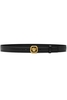 VERSACE BIGGIE BUCKLE LEATHER BELT Size: 90,  colour: BLACK