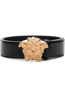 VERSACE CALF LEATHER BUCKLE BELT Size: 85,  colour: BLACK