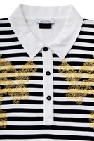 Versace Chest Applique Striped Polo