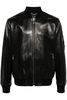 VERSACE EMBROIDERY LOGO LEATHER JACKET Size: IT50 UK40,  colour: BLACK